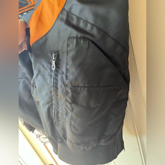Harley Davidson Black & Orange embroidered Nylon Jacket - Picture 3 of 6
